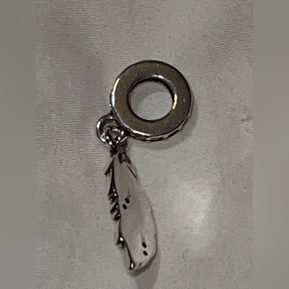 Sterling Silver Multi-Colored Feather Charm Pendant - Picture 2 of 3